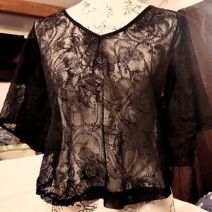 Sheer lace batwing top or coverup